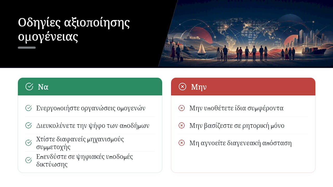 Γεωπολιτικές και πολιτικές συνέπειες: η ομογένεια ως μηχανισμός επιρροής — overview diagram